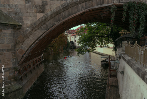 Water canal in Prague under the Karl Bridge.