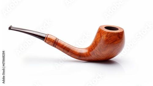 Smoking wooden pipe isolated on white background