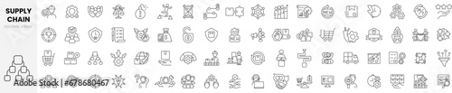 Set of linear supply chain management icons. Thin outline icons pack. Vector illustration