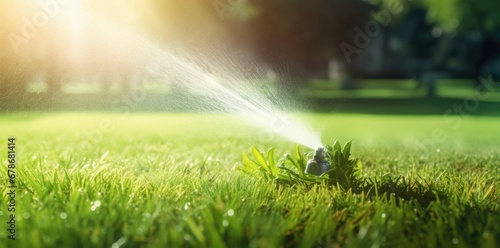  sprinkler spraying water on green grass