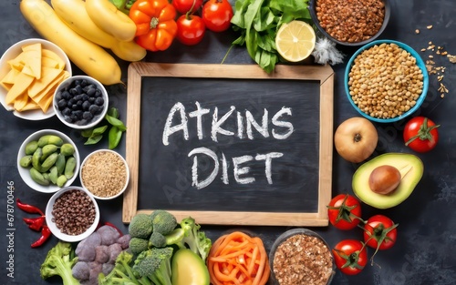 Atkins diet, Low carb ketogenic keto diet for weight loss slimming and obesity diabetes