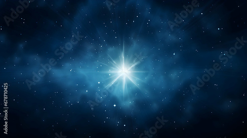 Abstract azure background with floating particles, glowing backdrop. Glitter Blinking sparks background, Christmas and New Year floating glittering on blue, bokeh backdrop with sparks, generative ai