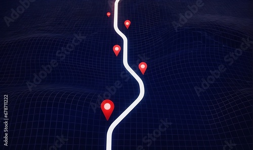 Navigation map over blue grid background