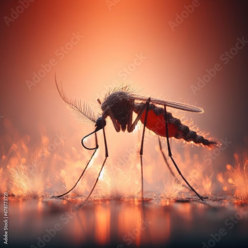 close up of a mosquito on a ground macro insect background