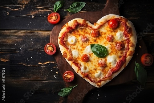 A small, heart-shaped pizza delight