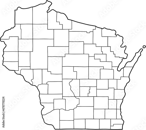 doodle freehand drawing of wisconsin state map.