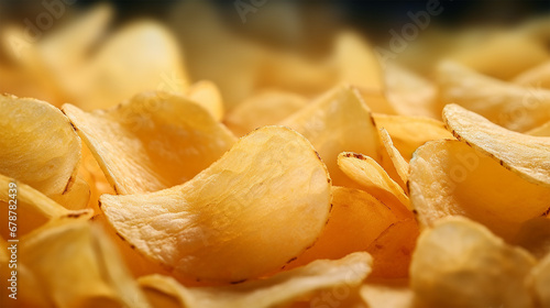Close-up of a Crispy Potato Chips. Generative AI