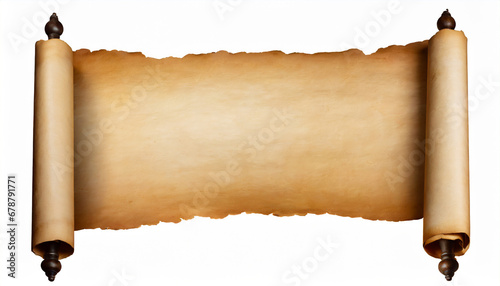 old paper horizontal banner parchment scroll isolated on white