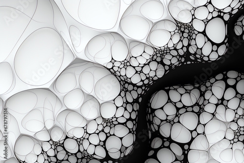Close-up of bubble patterns in black and white