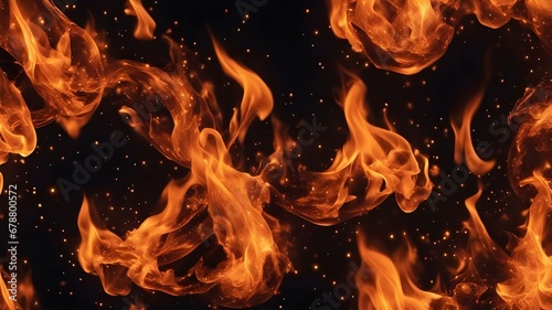 fire flames background A fire wallpaper with a black and orange color scheme and a realistic effect 