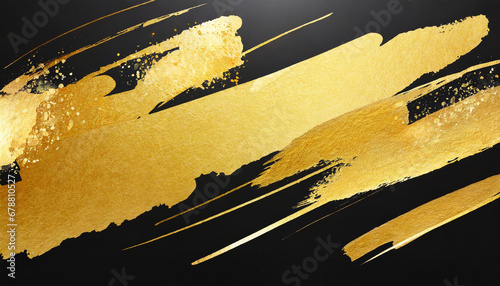 gold shining paint stain hand drawn illustration brush stroke paint ornament decorate gold frame wedding invitation border