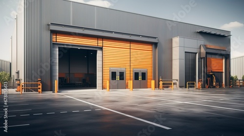Industrial Unit with roller shutter doors. AI Generation