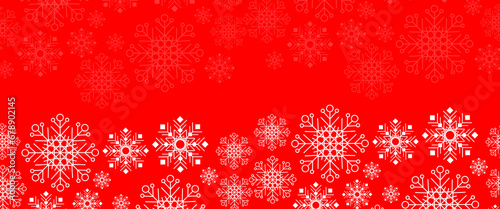 Red and white vector winter and happy new year banners with snowflakes