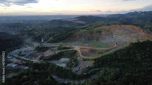 Drone view of the Petaquilla mine and surrounding forest trees in the district of Donoso