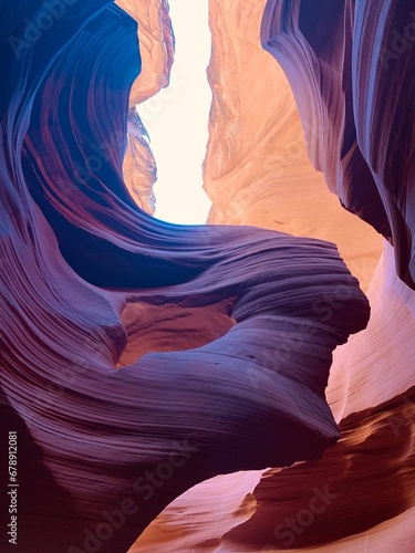 Low angle shot of Antelope Canyon against the sky in Arizona