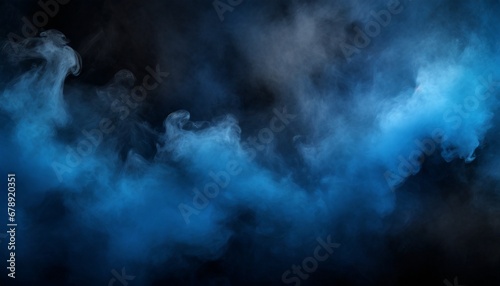 Blue and black smoke on a dark background