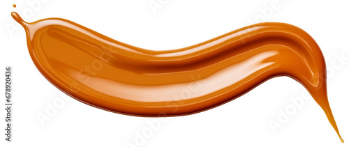 sweet caramel sauce isolated on transparent background, top view, png 