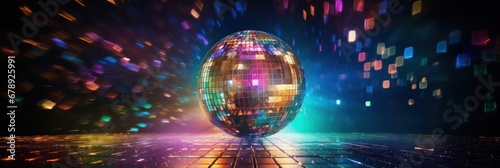 Glittering Dance of a Disco Ball on the Dance Floor Generative AI