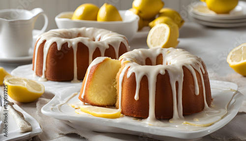 Homemade glazed lemon pound cake
