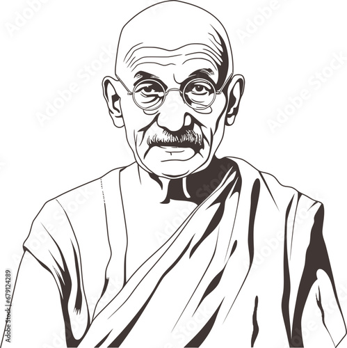 Mahatma Gandhi Coloring Page, and vector image