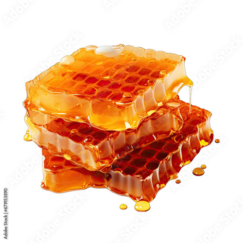 Slices of Honeycomb Isolated on Transparent or White Background, PNG