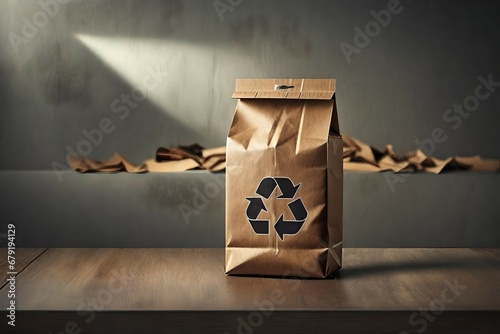 sealed kraftpaper sachet template , eco friendly packaging , recycling logo