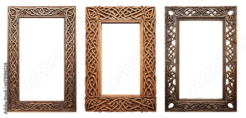 Set of Celtic pattern ornate intricate detailed frames - Transparent PNG background - Premium Pen Tool Cutout