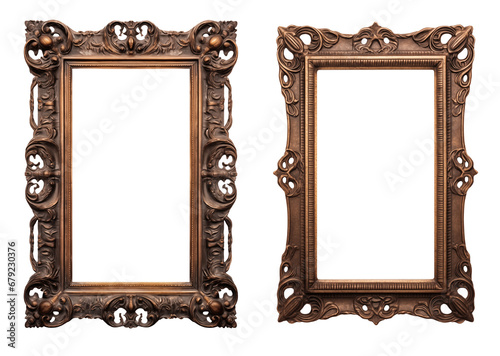 Set of old west intricate wooden frames - early 19th century to the early 20th century - premium pen tool cutout 