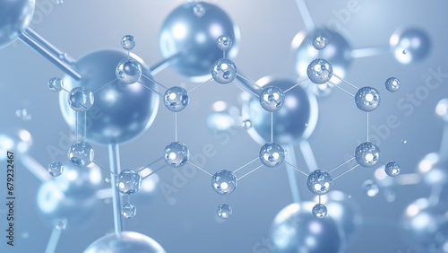 anthracene molecular structure 3d, flat model, polycyclic aromatic hydrocarbon, structural chemical formula view from a microscope