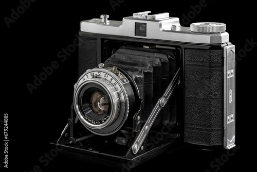 Antiga câmera fotográfica de fole - médio formato