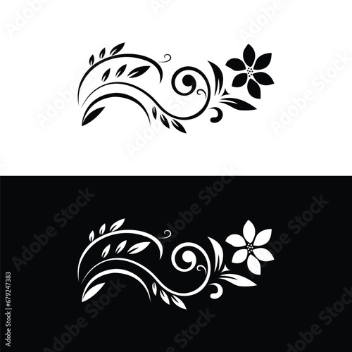 Set of differents flower linen on white background,Cute doodle floral wreath frame set,emblem or icon for company branding. Decorative flower silhouette. Tattoo art style.