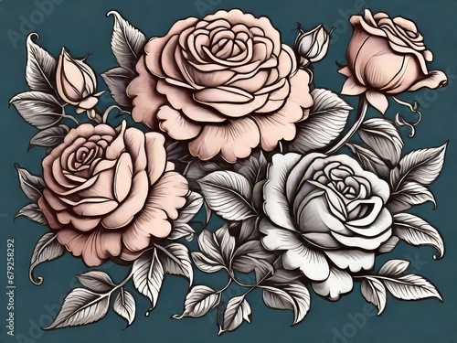 rosas en estilo tatuaje