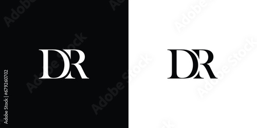 Abstract Initial text RD or DR Typography Letter Logo Vector. Illustration of Letter RD DR Template Logotype in black and white color
