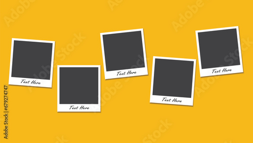 Polaroid photo frame mockup vector design with 5 realistic frames.