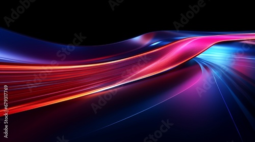 Light trail wave, fire path trace line, car lights, optic fiber and incandescence curve twirl. Luminous road lines of speed. Light glowing effect. Abstract motion lines.