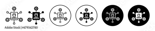 Skills set icon. multiple skill or talent at work symbol set. multi skill set worker or employee with core expertise vector line logo 