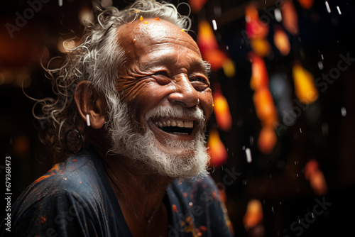 An older man laughing with a big smile