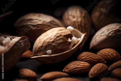 A close up of almonds