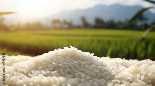 image of asian white rice plantation
