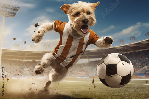 yorkshire terrier dog playing football