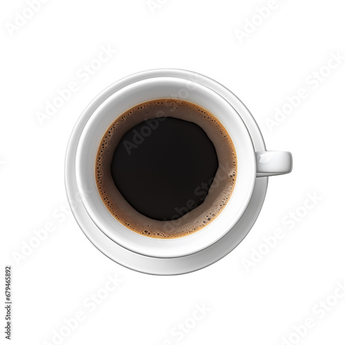 Top view cup of cofee isolated transparent, Generative Ai
