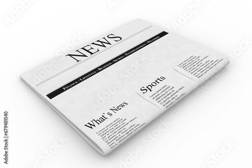 Digital png illustration of black and white newspaper on transparent background
