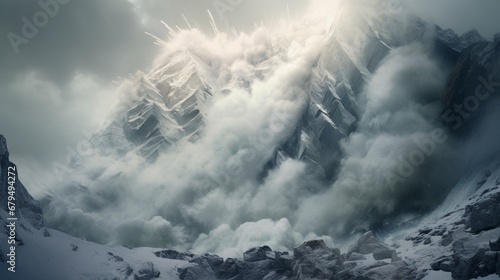 a catastrophic avalanche cascading down a synthetic mountain