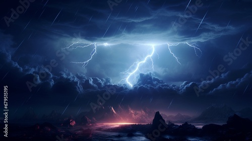 an lightning storm illuminating an artificial night sky