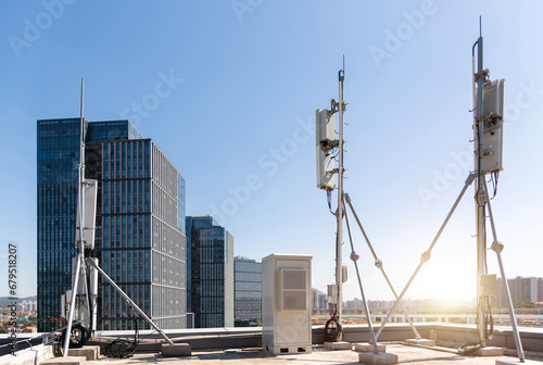 Mobile communication base station on the rooftop