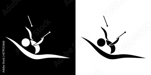 Pictogrammes représentant une gymnaste réalisant des figures artistiques avec des massues, une des disciplines des compétitions de la gymnastique rythmique.