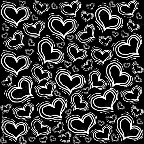 Set of unique hand drawn hearts. Doodle style hearts collection. 