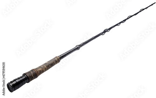 Black Bamboo Fishing Rod On Isolated Background