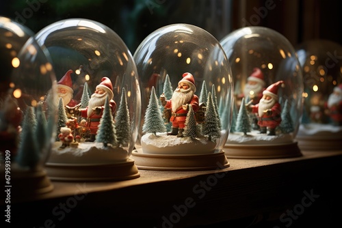 Festive gnomes crafting intricate snow globes. 