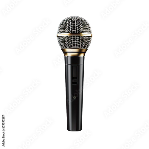 Microphone on Stand Isolated on Transparent or White Background, PNG